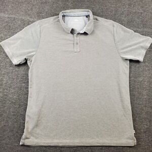 Tommy Bahama Polo Shirt Mens Large Gray Polyester Tencel Golf Short Sleeves